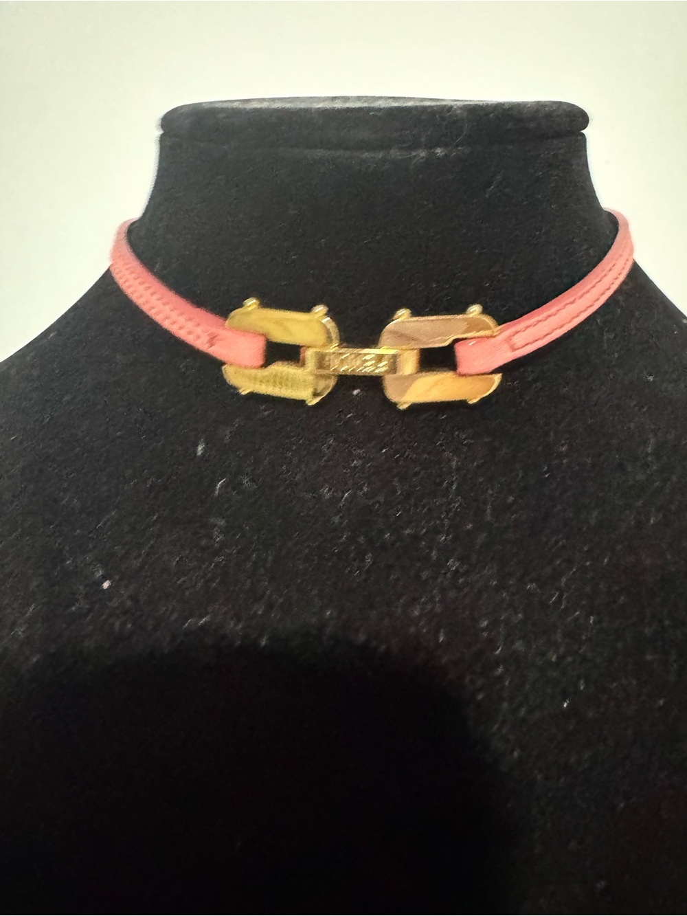 Fendi Pink Leather Choker with Gold Buckle Accent